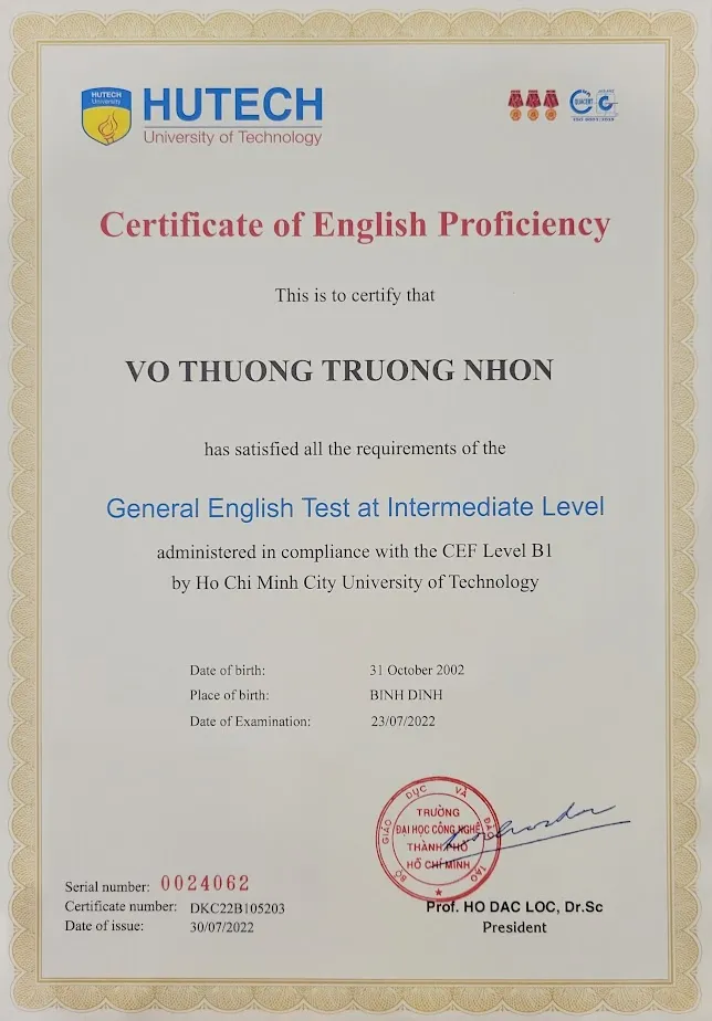 English B1 Certificate