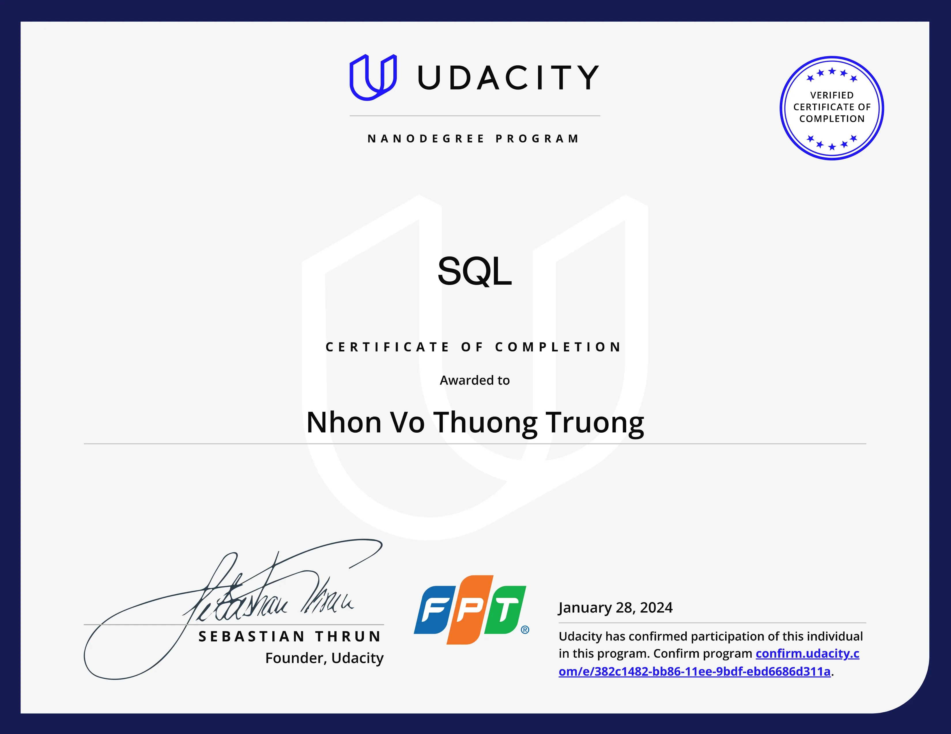 SQL Certificate