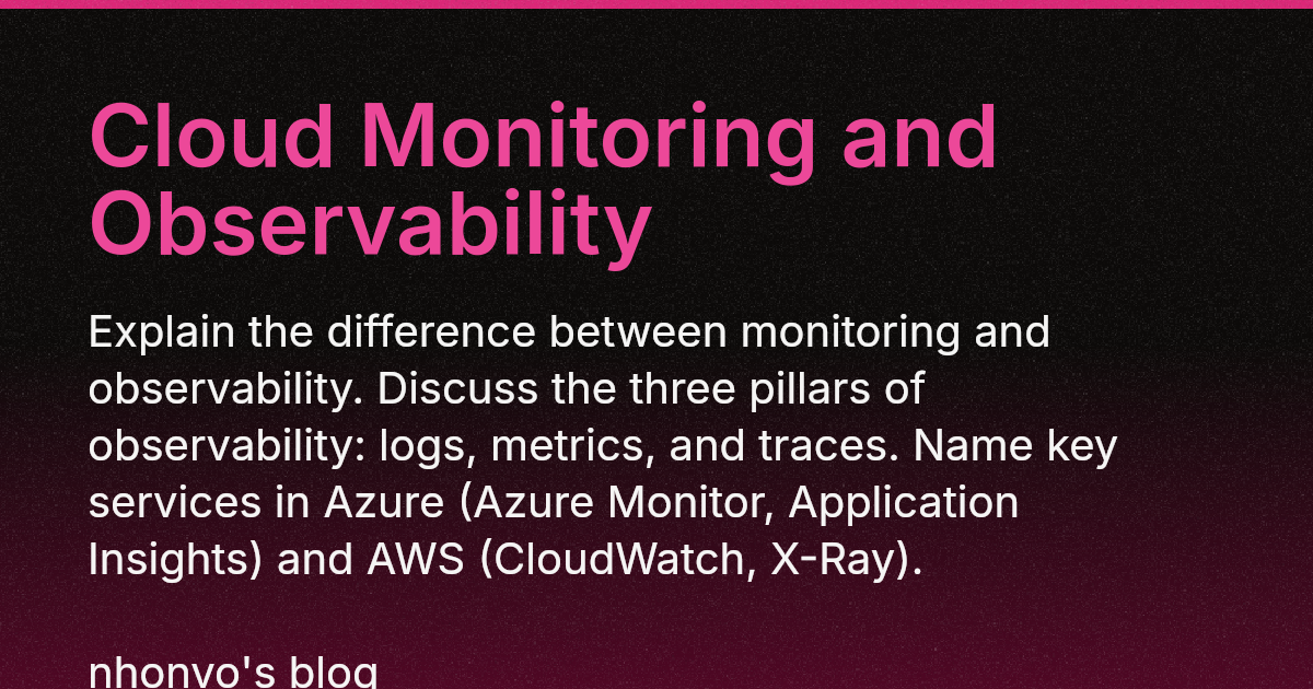Cloud Monitoring and Observability
